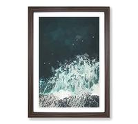 Surfers Waiting for Waves in Bali in Abstract Framed Print | A2 Walnut Framed Wall Art | Ready to Hang | Abstract Nautical Picture | Living Room Bedroom Lounge Office