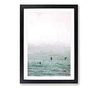 Surfers Waiting to Surf Framed Print | A2 Black Framed Wall Art | Ready to Hang | Modern Nature Picture | Living Room Bedroom Lounge Office