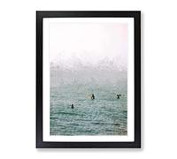 Surfers Waiting To Surf Modern Framed Print | A2 Black Framed Wall Art | Ready to Hang | Modern Nature Picture | Living Room Bedroom Lounge Office
