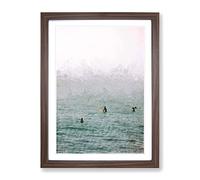 Surfers Waiting To Surf Modern Framed Print | A2 Walnut Framed Wall Art | Ready to Hang | Modern Nature Picture | Living Room Bedroom Lounge Office