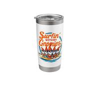 Surfin' with My Gnomies, Surfer Summer Stainless Steel Insulated Tumbler
