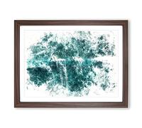 Surfing A Wave In Hawaii Watercolour Modern Framed Print | A3 Walnut Framed Wall Art | Ready to Hang | Modern Nautical Picture | Living Room Bedroom Lounge Office