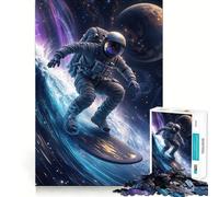 Surfing Astronaut Artwork Jigsaw Puzzles 1000 Pieces for Adults Reason Skill Toy Calm Relax Exact Cut Heartfelt Gift (38x52cm)