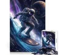 Surfing Astronaut Artwork Jigsaw Puzzles for Adults 1000 Piece Memory Boost Cozy Time Pattern Assembly Santa Wish List (50x75cm)