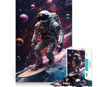 Surfing Astronaut Space 1000 Piece Jigsaw Puzzles for Adults Jigsaw Mental Toy Soothing Fun Premium Cut Birthday Gift (38x26cm)