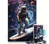 Surfing Astronaut Space 1000 Piece Jigsaw Puzzles for Teenagers Logic Sense Toy Peaceful Fun Smooth Edge Creative Gift (50x75cm)