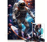Surfing Astronaut Space 1000 Teenager Pieces Jigsaw Puzzle Mind Exercise Toy Bonding Time Precision Cut Art Collection Piece (38x52cm)