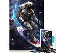 Surfing Astronaut Space Jigsaw Puzzle 1000 Piece for Adults Strong Logic Toy Anxiety Relief Clear Edge Festival Gift (38x52cm)