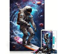 Surfing Astronaut Space Jigsaw Puzzle 1000 Piece for Adults Strong Logic Toy Anxiety Relief Clear Edge Festival Gift (50x75cm)