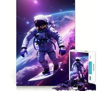 Surfing Astronaut Space Jigsaw Puzzle for Adults 1000 Pieces Think Smart Toy Home Enjoy Accurate Cut Wall Art Decor (38x26cm)