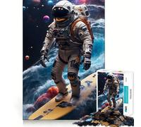 Surfing Astronaut Space Jigsaw Puzzles 1000 Piece for Adults Mental Logic Toy Peaceful Fun Firm Cut Cherished Gift (38x52cm)