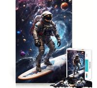 Surfing Astronaut Space Jigsaw Puzzles 1000 Piece for Teenagers Improve Memory Relaxing Fun Sharp Edge Unique Gift (38x26cm)