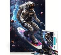 Surfing Astronaut Space Jigsaw Puzzles 1000 Pieces for Adults Think Smart Toy Indoor Play Accurate Cut Lovely Gift (38x26cm)