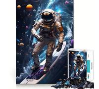 Surfing Astronaut Space Jigsaw Puzzles for Adults1000 Pieces Think Smart Toy Family Bond Accurate Cut Seasonal Gift (50x75cm)