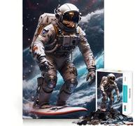 Surfing Astronaut Space Jigsaws 1000 Pieces for Adults Brain Challenge Toy Peaceful Time Clear Cut Art Collectible (38x26cm)