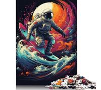 Surfing Astronauts 1000 Pieces Paper Puzzles for Adults Jigsaw Puzzles Educational Game Challenge Toy 1000pcs (75x50cm)