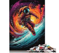 Surfing Astronauts Jigsaw Puzzles 1000 Pieces for Adults Wooden Puzzles Brain Exercise Challenge Game Entertainment Gifts Teenagers Family Activity 1000pcs (75x50cm)