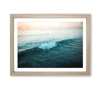 Surfing At Sunrise In Abstract Modern Art Framed Print | A2 Oak Framed Wall Art | Ready to Hang | Abstract Landscape Picture | Living Room Bedroom Lounge Office