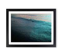 Surfing At Sunset Modern Art Framed Print | A3 Black Framed Wall Art | Ready to Hang | Modern Landscape Picture | Living Room Bedroom Lounge Office