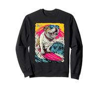 Surfing British Bulldog riding Wave Dog Surfer Sunset Beach Sweatshirt