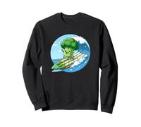 Surfing Broccoli on Asparagus Wave Kawaii Veggie Sweatshirt