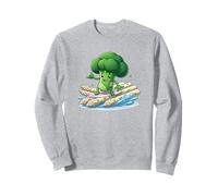 Surfing Broccoli on Asparagus Wave Kawaii Veggie Sweatshirt
