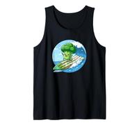 Surfing Broccoli on Asparagus Wave Kawaii Veggie Tank Top