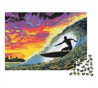 Surfing Bullet Wave 1000-Piece Puzzle for Adults, 70x50cm/1000pcs, to Complete Gradually over A Weekend; White Cardboard with Reduced Dust