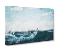 Surfing Canvas Print | Gallery Wrapped 30mm Frame Wall Art | 30x20 inches | Ready to Hang | Modern Beach Picture | Living Room Bedroom Lounge Office