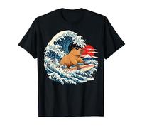 Surfing Capybara Japanese Ocean Wave Retro Beach Animal T-Shirt