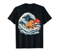 Surfing Capybara Japanese Ocean Wave Retro Beach Animal Value Graphic T-Shirt