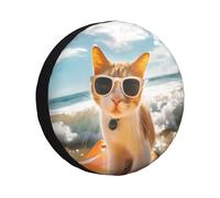 Surfing Cat Sun Rv Spare Tire Cover Adjustable RV Spare Tire Cover, 14-17 Inch Tire Covers for Trailers, SUVs, Trucks and Many Vehicles, Car Accessories