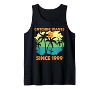 Surfing Catchin' Waves Since 1999 Retro Beach Sunset Art Tank Top