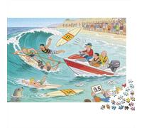 Surfing Competition Wave Tangle Wooden Jigsaw Puzzle Waterproof 1000 Piece Puzzles for Adults Challenging And Brainteasing Games