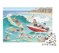 Surfing Competition Wave Tangle Wooden Jigsaw Puzzle Waterproof 1000 Piece Puzzles for Adults Gifts Challenging And Brainteasing Games