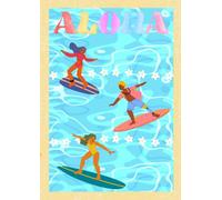 Surfing Composition Notebook Aloha Hawaii Ocean Vibe, Groovy Surf Style - Soft Cover A4 size (8.27x11.69in/21x29.7cm) 100 Pages