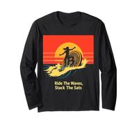 Surfing Crypto Blockchain Wave Finance Digital Money Bitcoin Long Sleeve T-Shirt