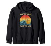 Surfing Crypto Blockchain Wave Finance Digital Money Bitcoin Zip Hoodie