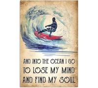 Surfing Enthusiasts Metal Tin Sign Vintage Club Wall Decoration Plaque And Into The Ocean I Go Poster Stadium Home Room Cafe Club Garage Bar Pub Diner 8x12 Inches