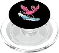 Surfing Flamingo Cartoon Summer Beach Waves PopSockets PopGrip for MagSafe