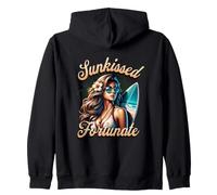 Surfing Fortune Beach Girl Summer Zip Hoodie