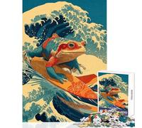 Surfing Frog Ukiyo-e Style 1000 Piece Jigsaw Puzzles Strengthen Cognitive Ability And Skill Soothing Serene Leisure Play (38x52cm)