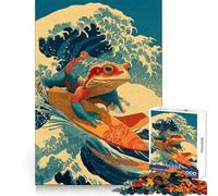 Surfing Frog Ukiyo-e Style Jigsaw Puzzles for Adults1000 Pieces Boost Memory Soothing Fun Premium Cut Thoughtful Gift (50x75cm)