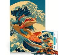 Surfing Frog Ukiyo-e Style Jigsaw Puzzles for Adults1000 Pieces Boost Memory Soothing Fun Premium Cut Thoughtful Gift (50x75cm)