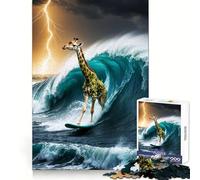 Surfing Giraffe in A Storm 1000 Piece Jigsaws for Teenagers Puzzle Brain Workout Toy Calm Escape Art Assembly Thoughtful Gift (50x75cm)