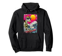 Surfing Giraffe riding Ocean Wave Surfer Animal Sunset Beach Pullover Hoodie
