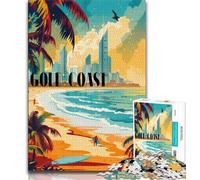 Surfing Gold Coast 1000 Piece Jigsaw Puzzles for Teenagers Gifts,family Fun Games Is Ideal As A Gift for The Whole Family 75x50cm