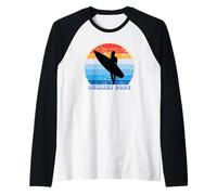 Surfing Hawaiian Summer Los Angeles Vintage Beach Tropical Raglan Baseball Tee
