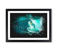 Surfing in Hawaii Paint Splash Framed Print | A2 Black Framed Wall Art | Ready to Hang | Modern Nature Picture | Living Room Bedroom Lounge Office
