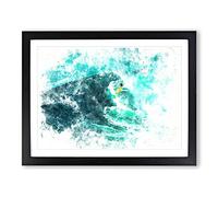 Surfing In Hawaii Watercolour Modern Framed Print | A4 Black Framed Wall Art | Ready to Hang | Modern Historical Picture | Living Room Bedroom Lounge Office